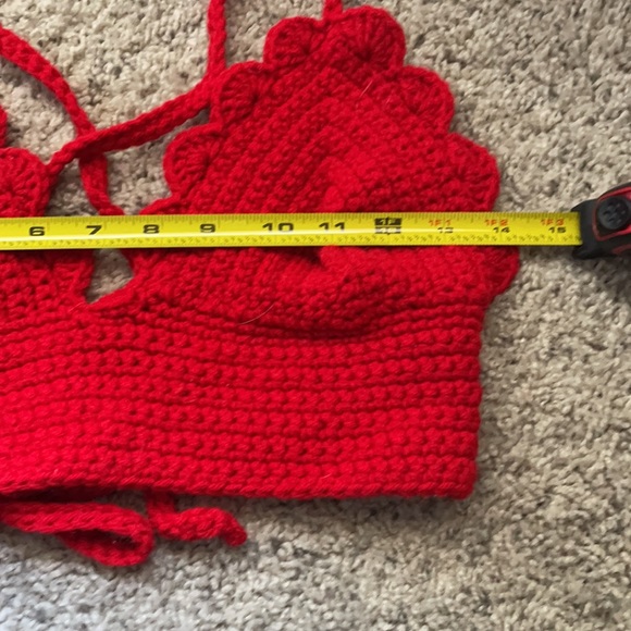 Red, crochet halter top - pls see measurements! - Picture 6 of 6